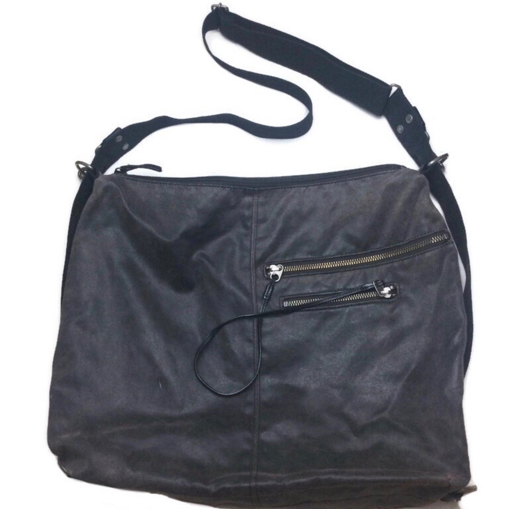 Art-Berg Do Gray Suede Zip Top Adjustable Shoulder Messenger Bag
